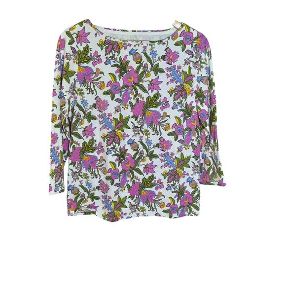Talbots Bateau Neck 3/4 Sleeve Floral The Talbot Tee Size Medium NWT - Picture 2 of 7